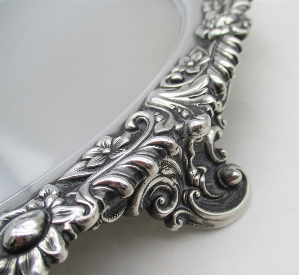 19th Century Ornate Silver Plated Cocktail Tray View II