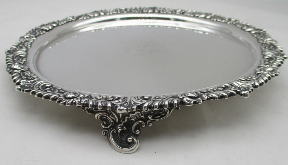 19th Century Ornate Silver Plated Cocktail Tray View V