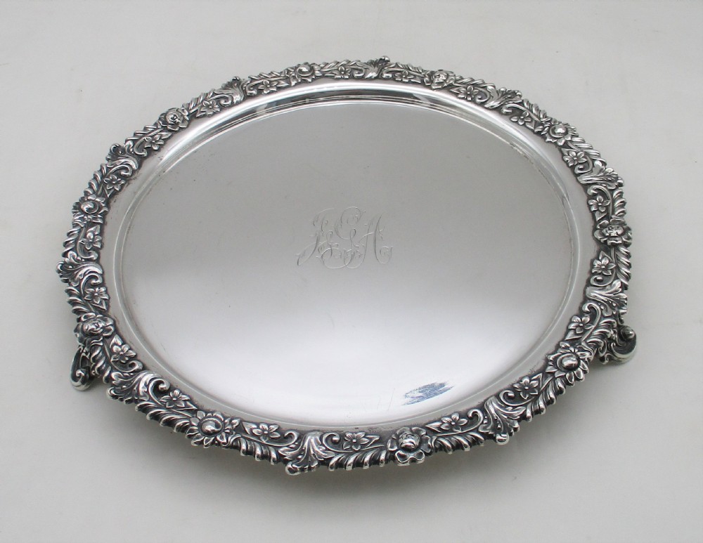 19th Century Ornate Silver Plated Cocktail Tray View VIII
