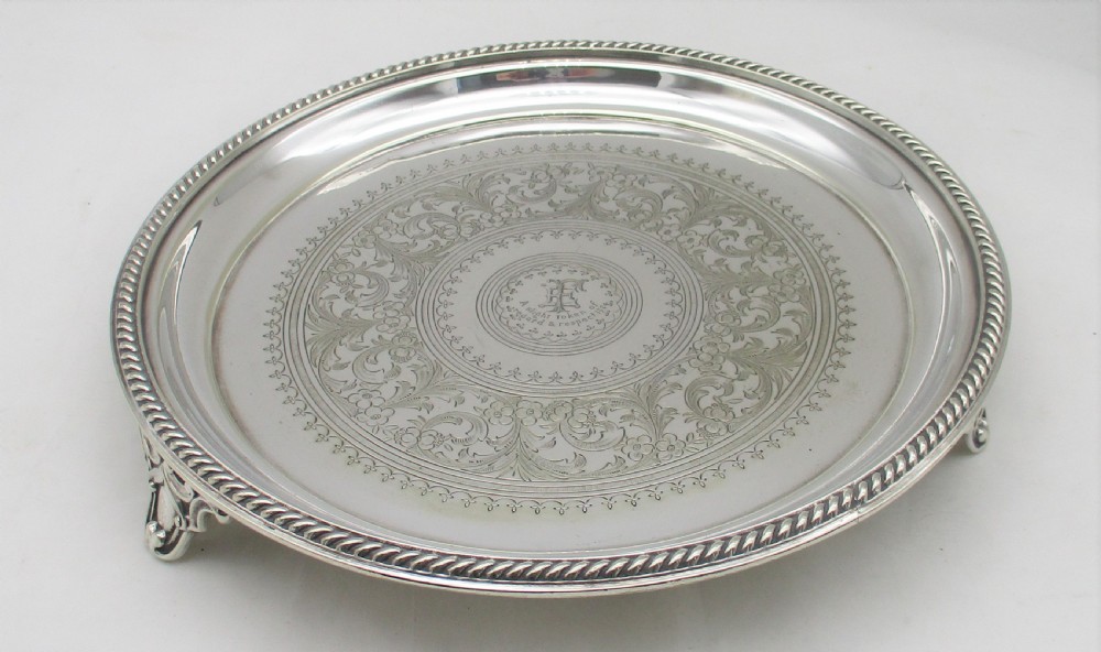 19th Century Silver Plated Cocktail Tray with Inscription View II
