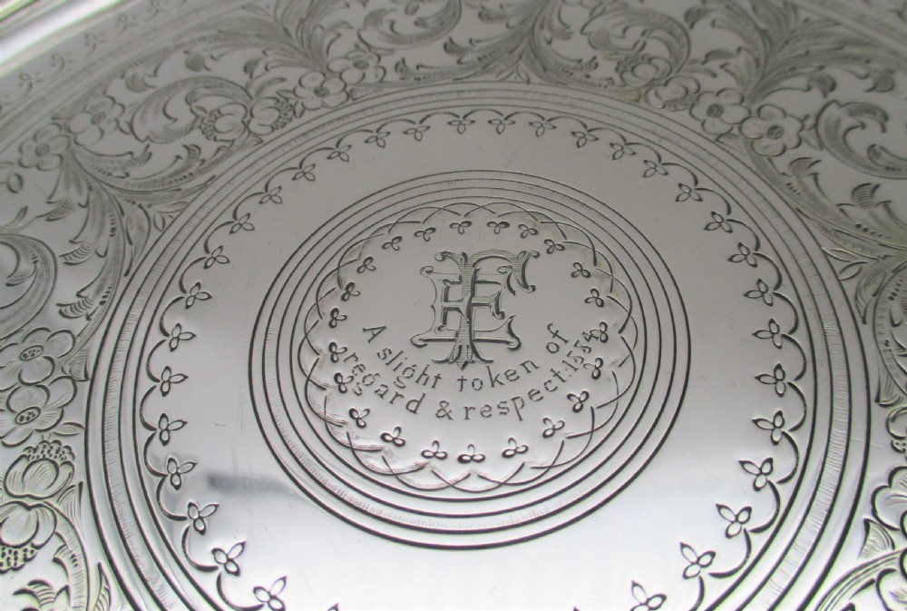 19th Century Silver Plated Cocktail Tray with Inscription View III