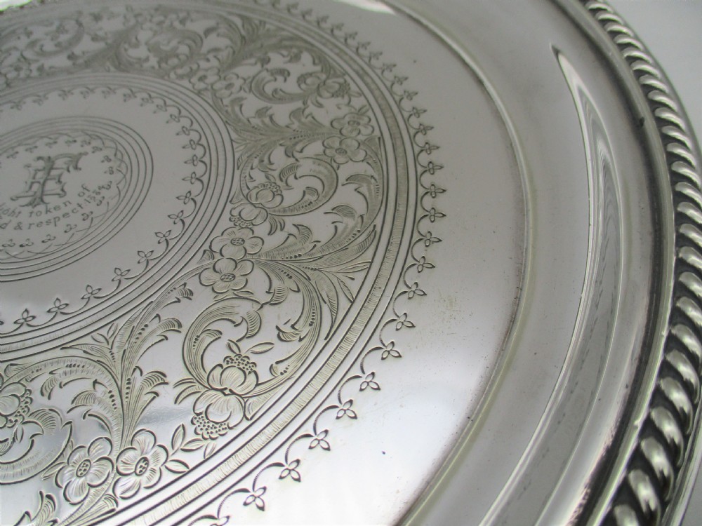 19th Century Silver Plated Cocktail Tray with Inscription View IV