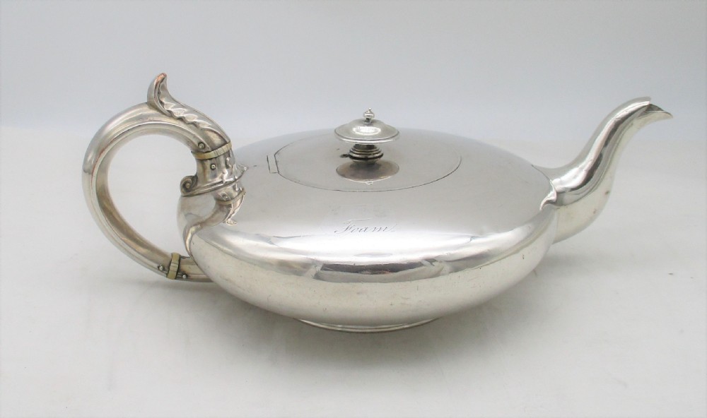 Rare Old Sheffield Plated Flat Teapot View II