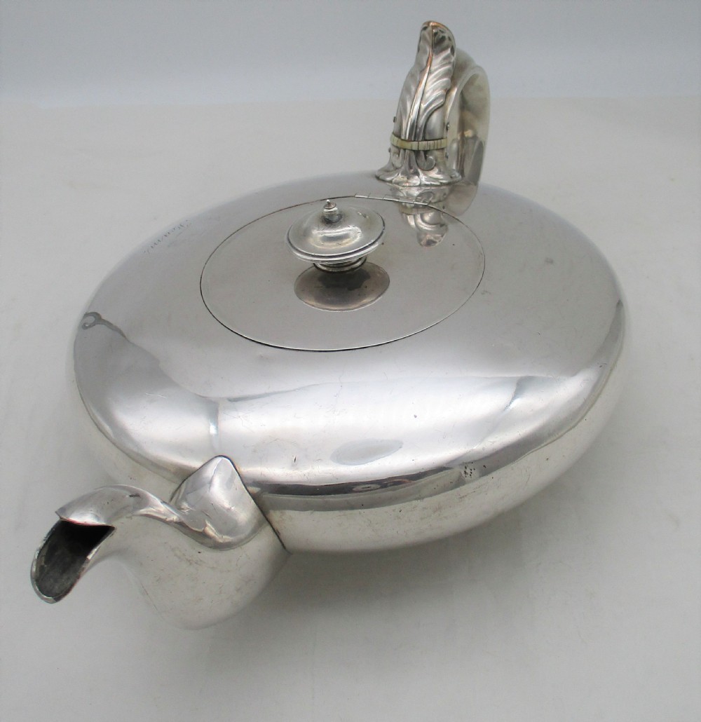 Rare Old Sheffield Plated Flat Teapot View VI