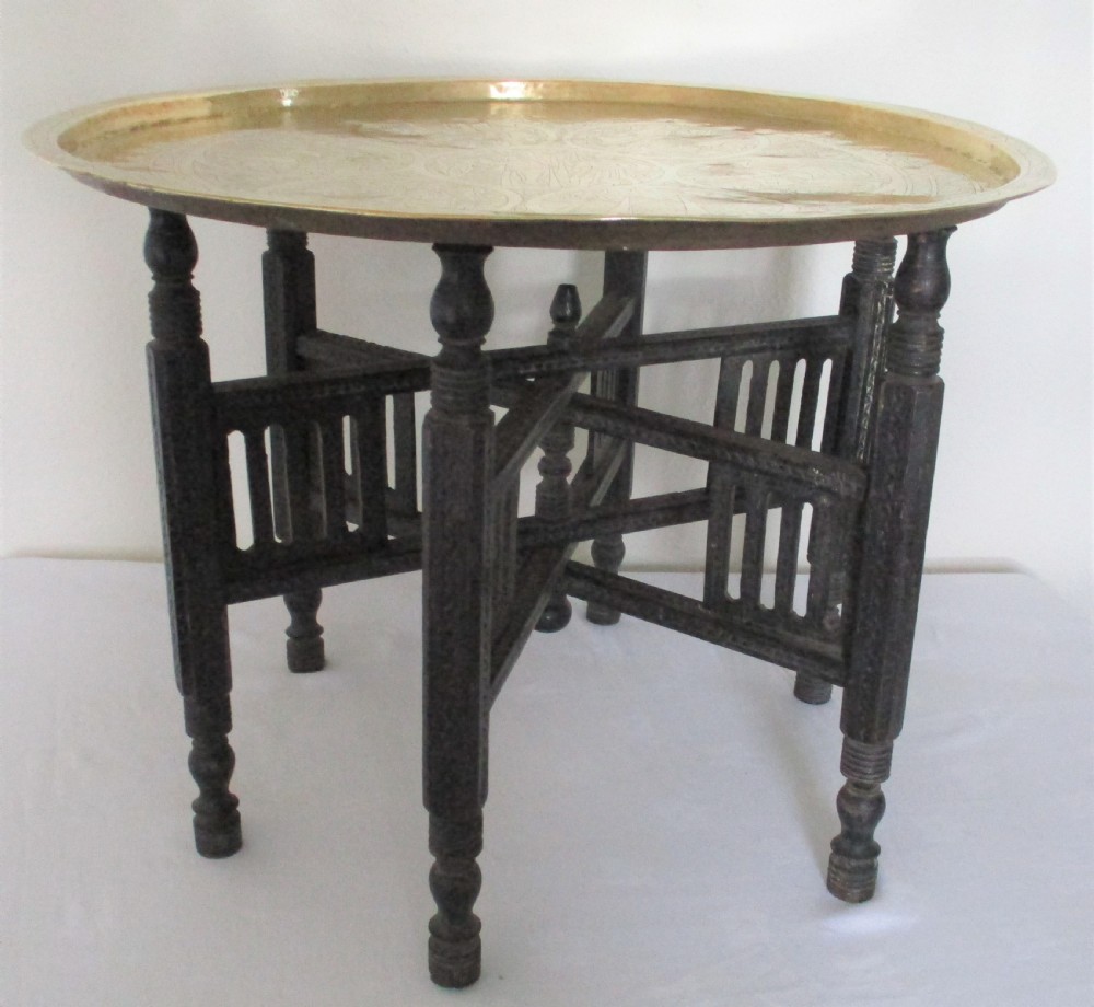Good Brass Topped Benares Table c1900