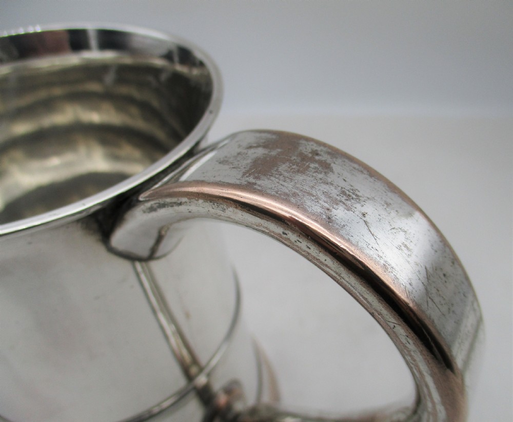 18th Century Near Graduated Pair of Old Sheffield Plated Tankards View IV