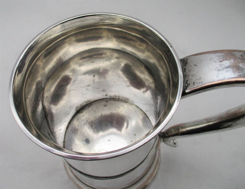 18th Century Near Graduated Pair of Old Sheffield Plated Tankards View V