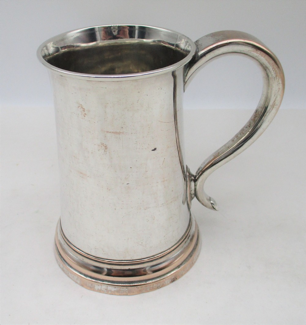 18th Century Near Graduated Pair of Old Sheffield Plated Tankards View X