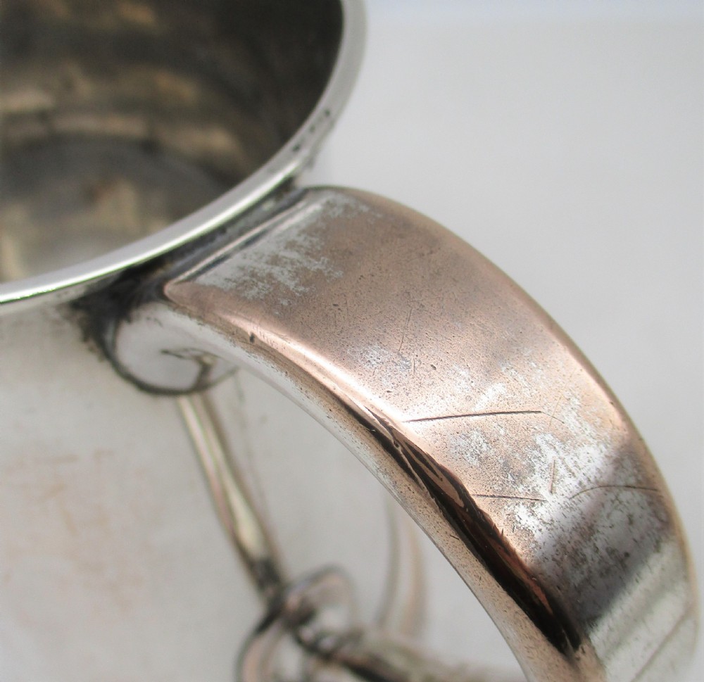 18th Century Near Graduated Pair of Old Sheffield Plated Tankards View XII