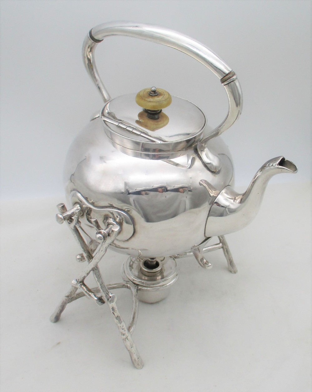 Fine Silver Plated Aesthetic Movement Spirit Kettle by Deakin & Sons