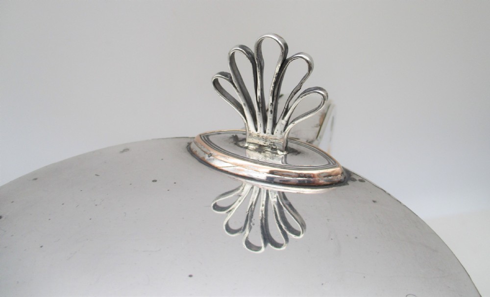 A 19th-century silver-plated beer jug with a hinged lid, reeded horizontal bands, and a sturdy curved handle. View V