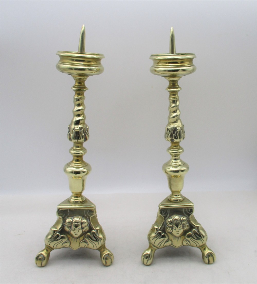 Pair of 19th Century Brass Pricket Candlesticks View II