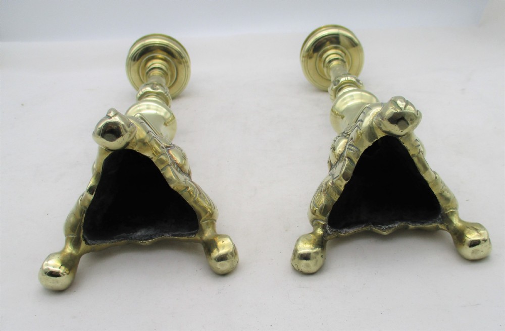 Pair of 19th Century Brass Pricket Candlesticks View V