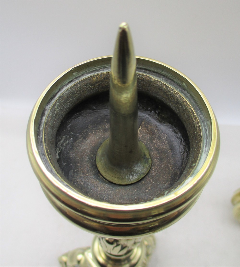 Pair of 19th Century Brass Pricket Candlesticks View VII