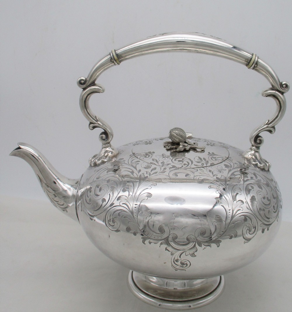 Good 19th Century Silver Plated Tea Kettle  View IV