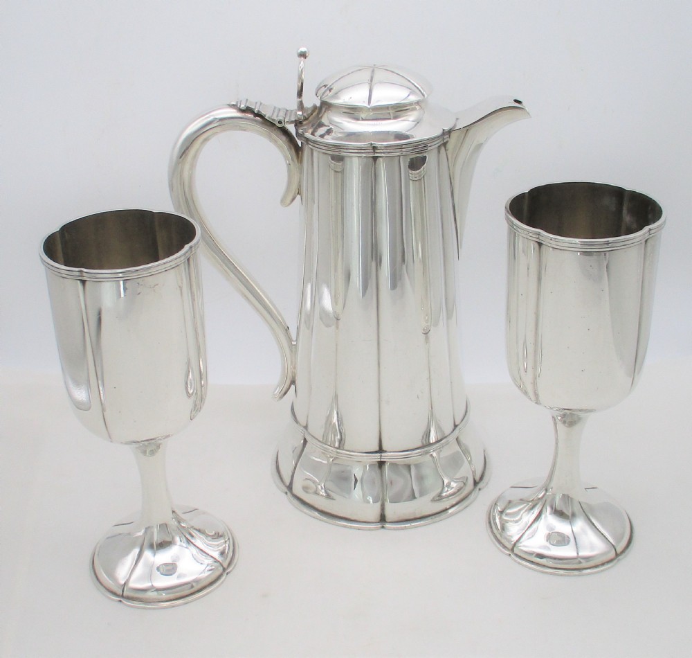 Late 19th Century Silver Plated Flagon & Goblets