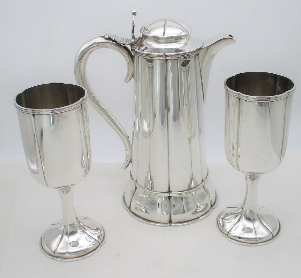 Late 19th Century Silver Plated Flagon & Goblets View II