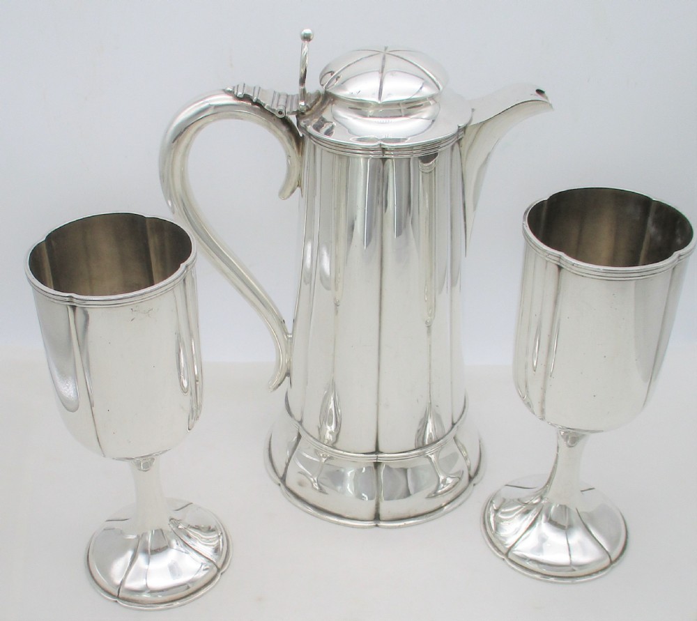 Late 19th Century Silver Plated Flagon & Goblets View IV