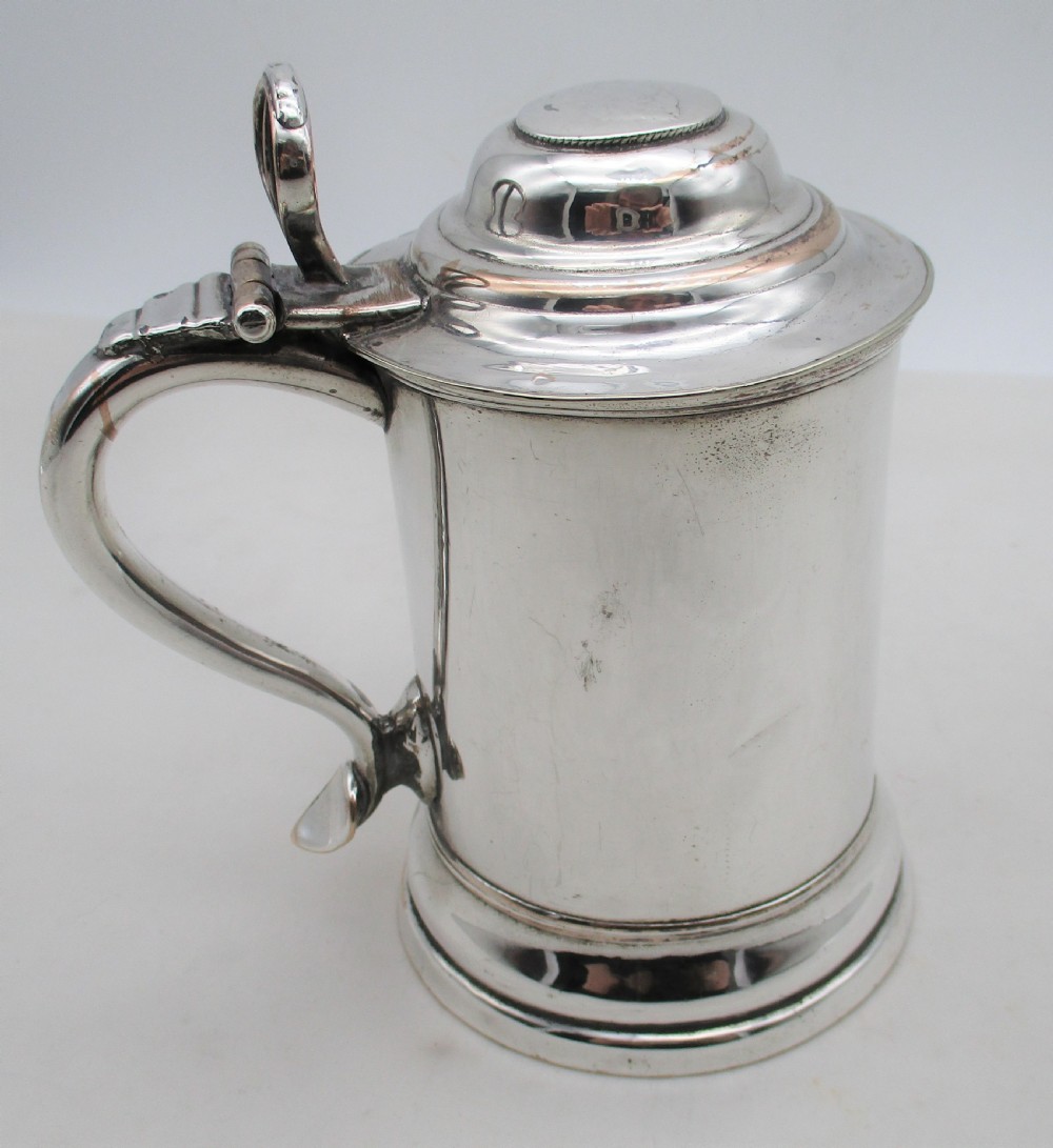 Small 18th Century Irish Old Sheffield Plated Lidded Tankard View VII