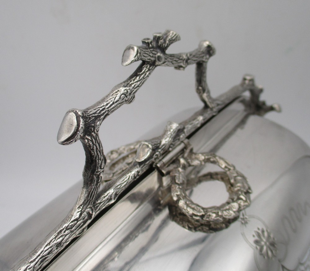 Rare 19th Century Silver Plated Folding Biscuit Box View III