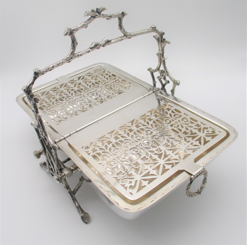 Rare 19th Century Silver Plated Folding Biscuit Box View VI