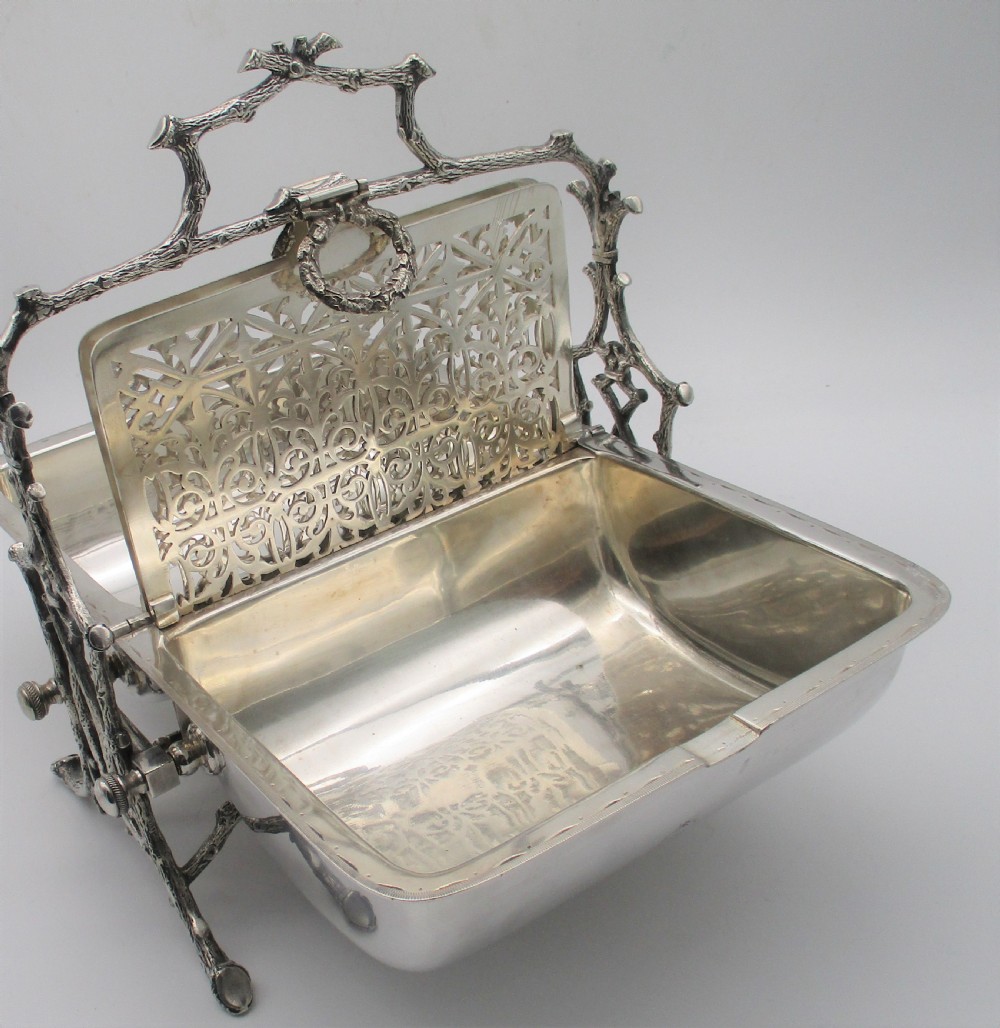 Rare 19th Century Silver Plated Folding Biscuit Box View VII