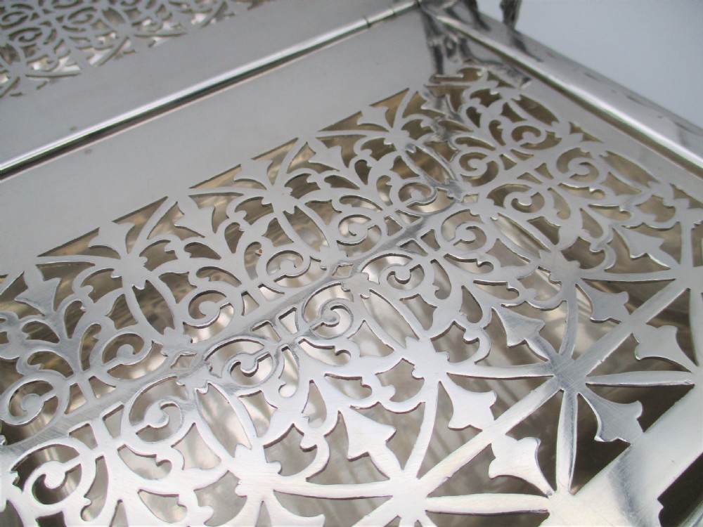 Rare 19th Century Silver Plated Folding Biscuit Box View XI
