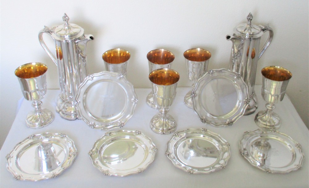 Fantastic Boxed Old Sheffield Plated Communion Set c1840