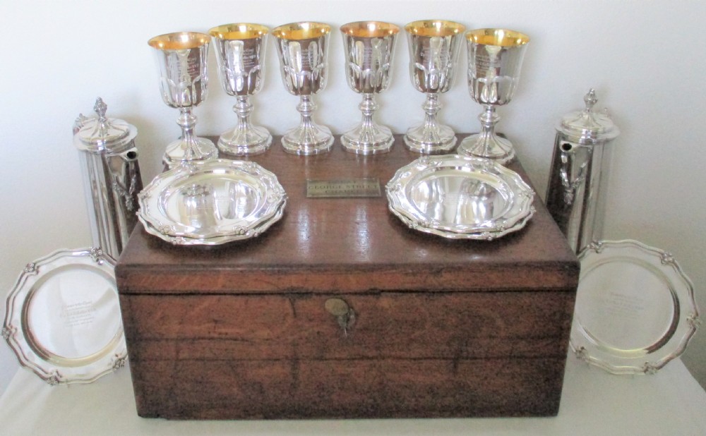 Fantastic Boxed Old Sheffield Plated Communion Set c1840 View V