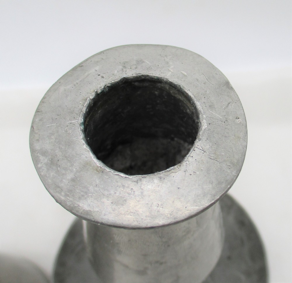 Rare Pair of Early 19th Century Pewter Candlesticks - Crested View VIII
