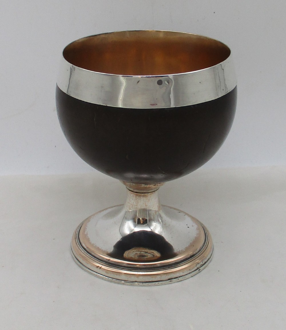 Rare 18th Century Old Sheffield Plated Coconut Cup