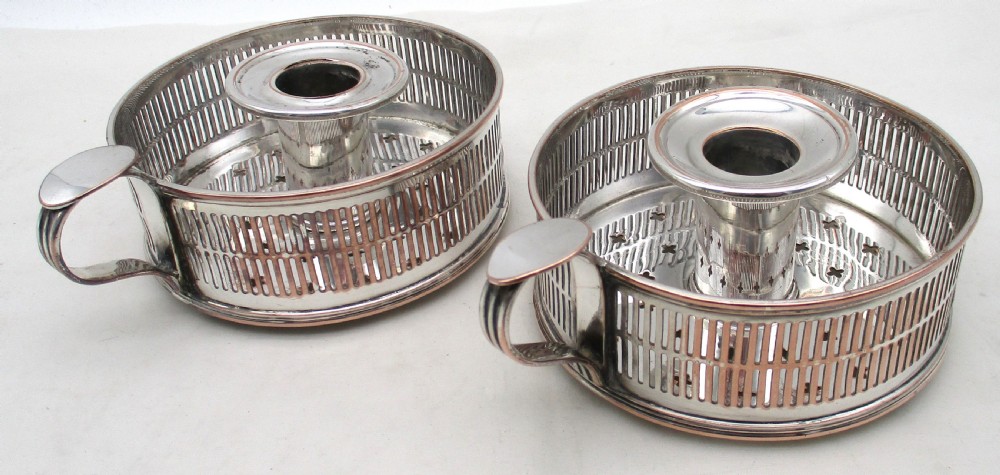 Pair of Old Sheffield Plated Chamber Candlesticks