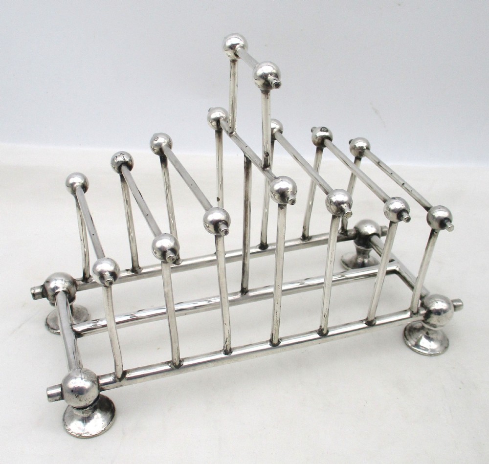Rare Modernist Late 19th Century Silver Plated Toast Rack