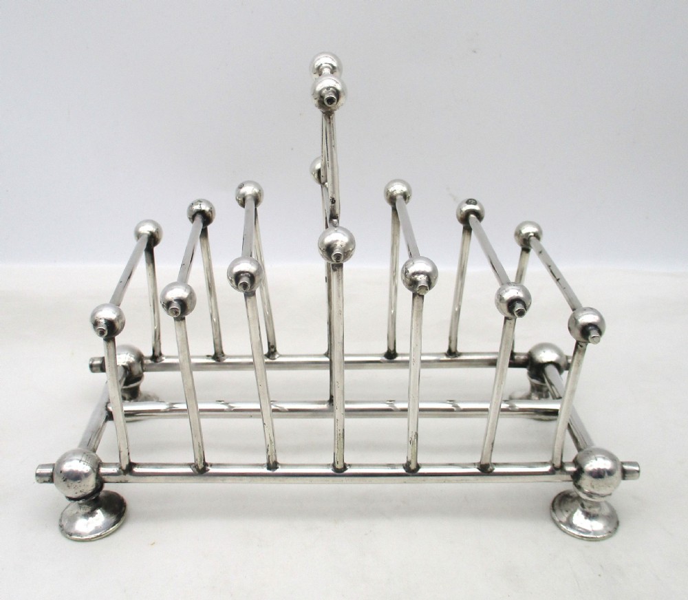 Rare Modernist Late 19th Century Silver Plated Toast Rack View II