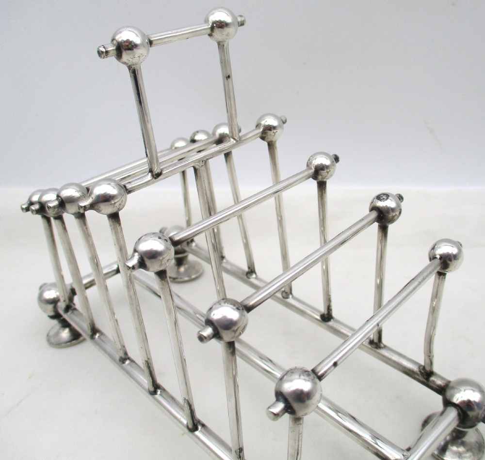 Rare Modernist Late 19th Century Silver Plated Toast Rack View III