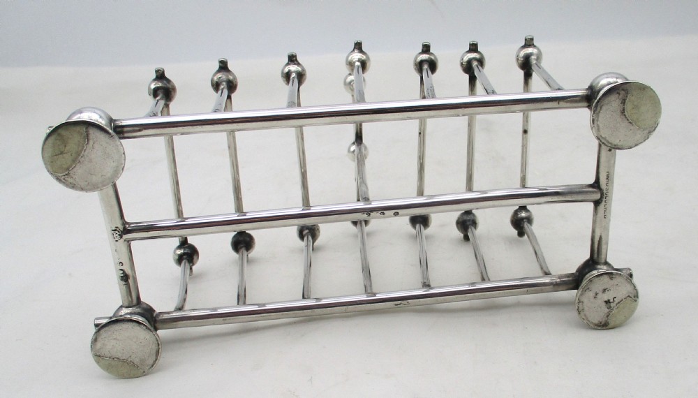 Rare Modernist Late 19th Century Silver Plated Toast Rack View VII