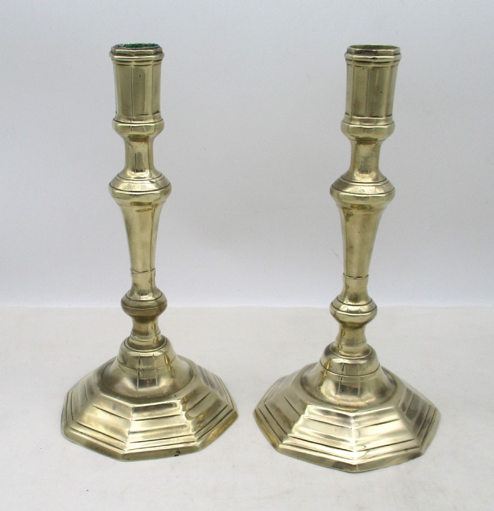 Fine Pair of 18th Century Brass Candlesticks