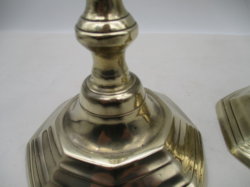 Fine Pair of 18th Century Brass Candlesticks View V