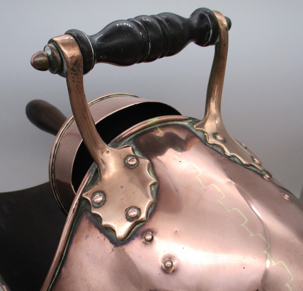 Early 19th Century Copper Coal Scuttle & Shovel View V