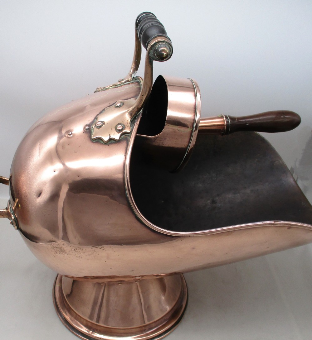 Early 19th Century Copper Coal Scuttle & Shovel View VI