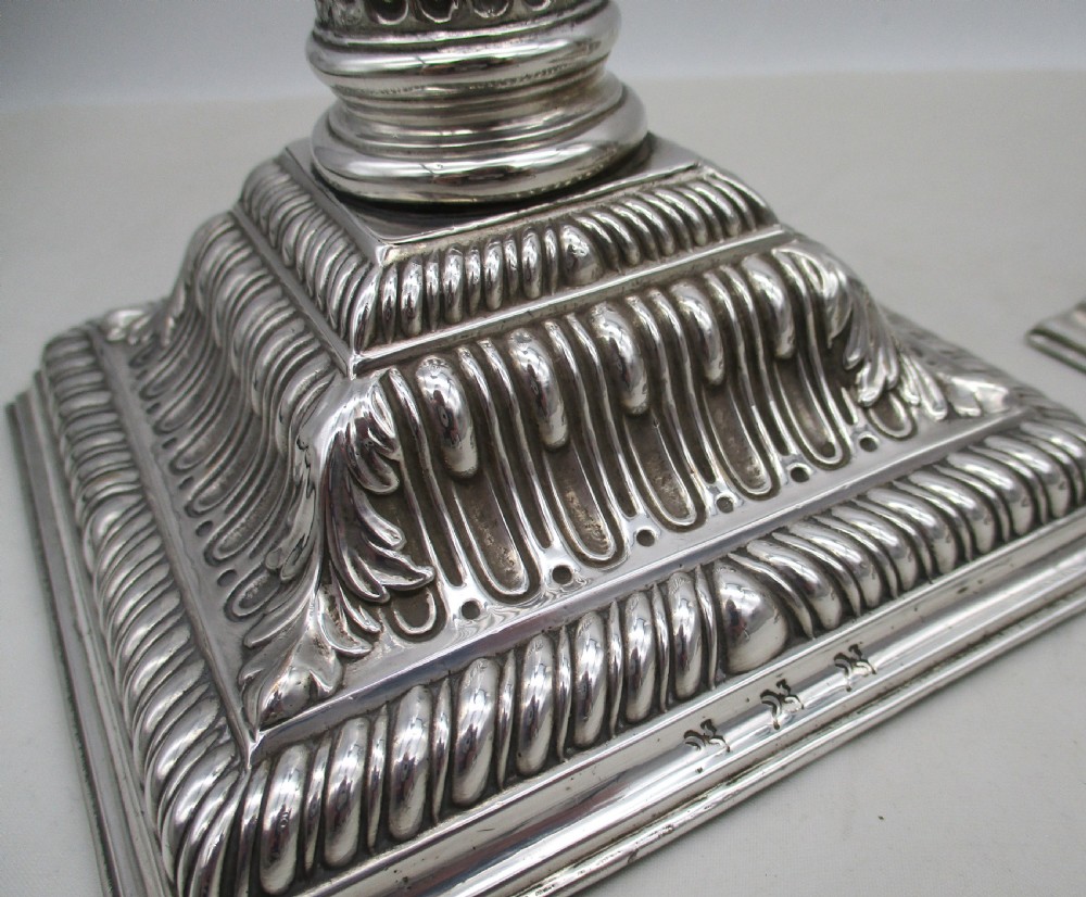 Rare 18th Century Old Sheffield Plated Candlesticks c1770 View V