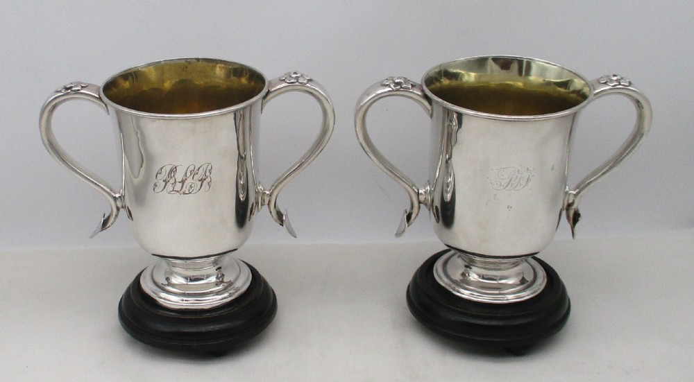 Rare Pair of Old Sheffield Plated Loving Cups