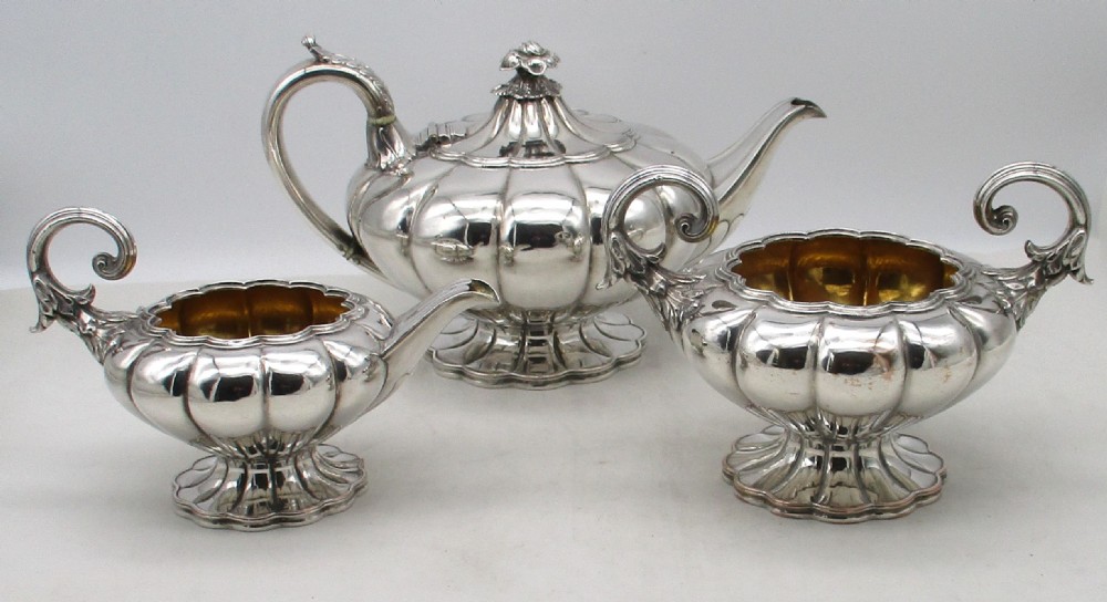 Fine Old Sheffield Plated Pumpkin Shaped Tea Set