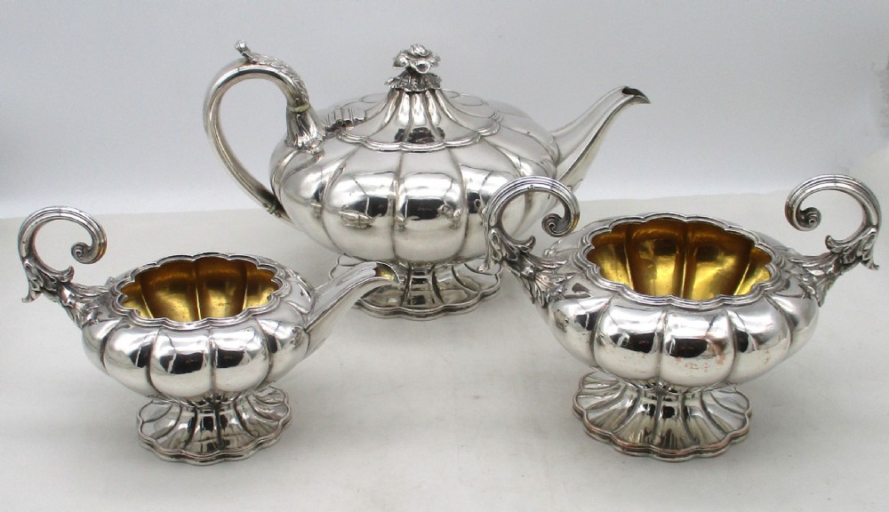 Fine Old Sheffield Plated Pumpkin Shaped Tea Set View II