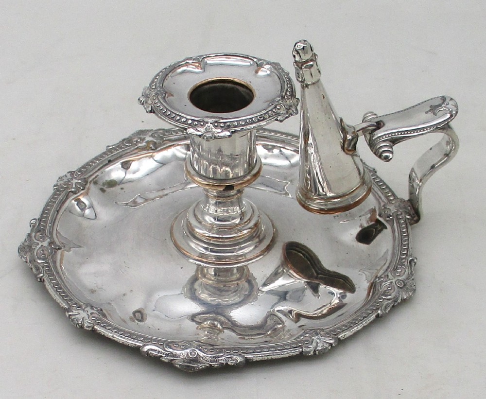 Good Old Sheffield Plated Chamber Candlestick by Dixon & Sons