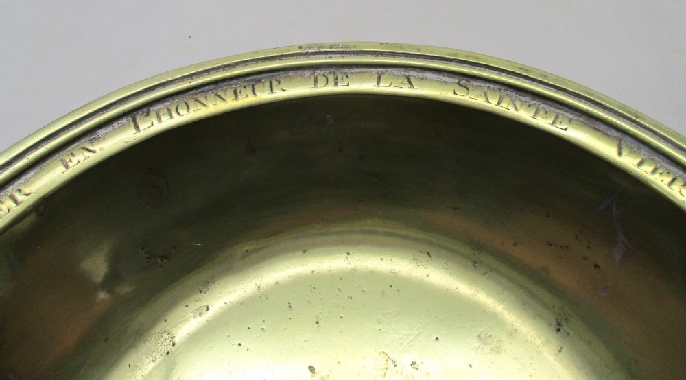 Rare French Brass Begging Bowl - Carmelite Order View IV