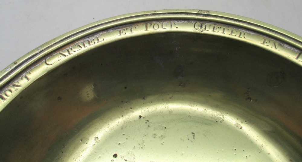 Rare French Brass Begging Bowl - Carmelite Order View V