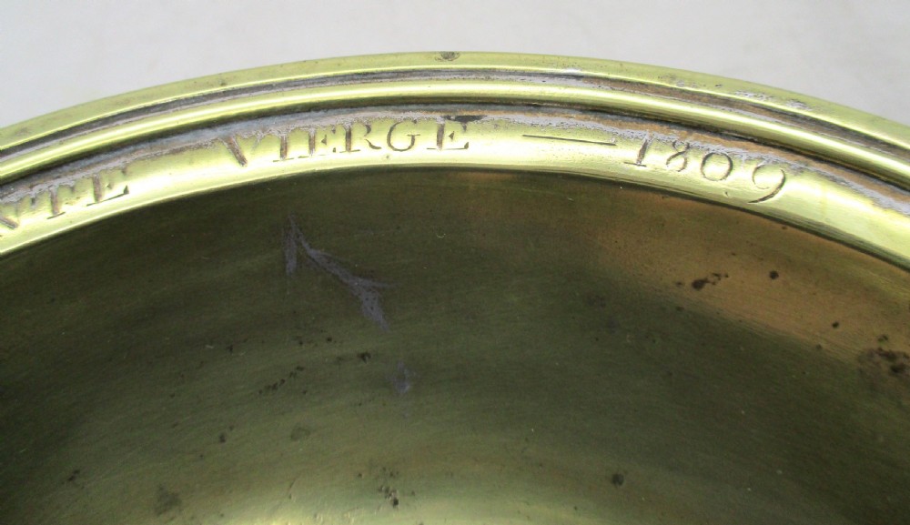 Rare French Brass Begging Bowl - Carmelite Order View VI