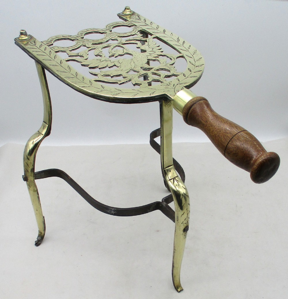 Tall Fine Georgian Brass Fire Side Trivet