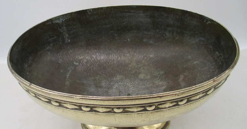 Pair of Heavy Brass Pedestal Bowls View III